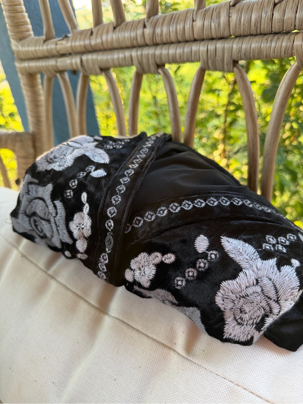 ANDREE BY UNIT Black Velvet Tunic with Silver Floral Embroidery - Picture 12 of 16